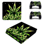 Weed Vinyl For PS4 Slim Sticker For Sony Playstation 4 Slim Console+2 controller Skin Sticker For PS4 S Skin ZY-0002