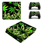 Weed Vinyl For PS4 Slim Sticker For Sony Playstation 4 Slim Console+2 controller Skin Sticker For PS4 S Skin ZY-0002