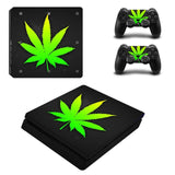 Weed Vinyl For PS4 Slim Sticker For Sony Playstation 4 Slim Console+2 controller Skin Sticker For PS4 S Skin ZY-0002