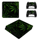 Weed Vinyl For PS4 Slim Sticker For Sony Playstation 4 Slim Console+2 controller Skin Sticker For PS4 S Skin ZY-0002